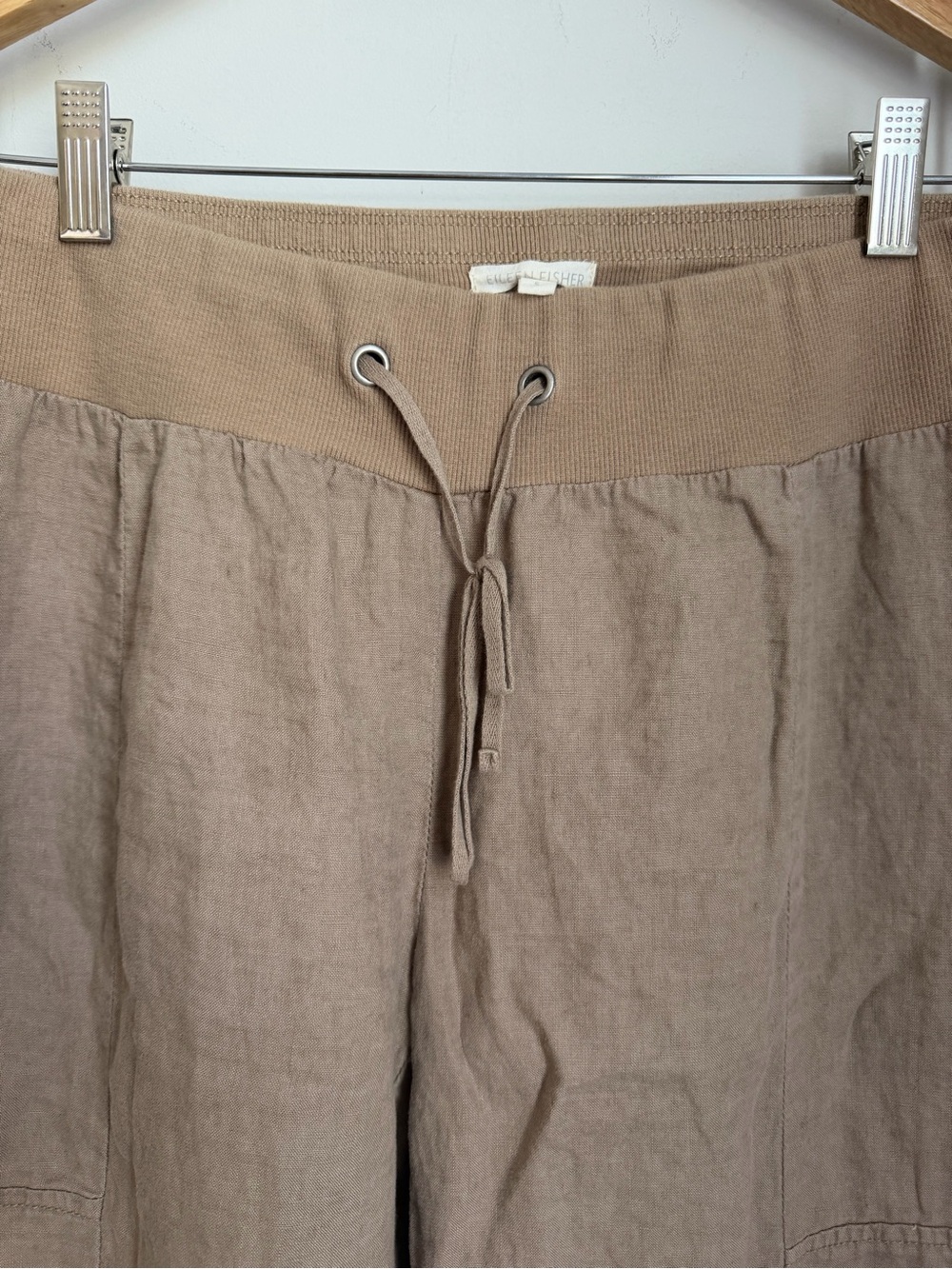 Eileen Fisher Organic Linen Wide Leg Pants Size Small Neutral Tan - Picture 3 of 10